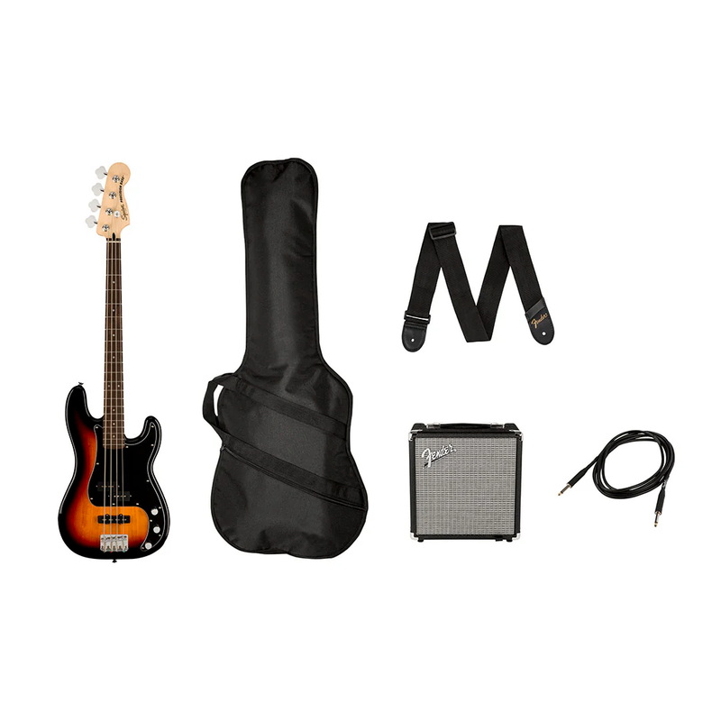 Pack de Bajo Eléctrico Squier Affinity Precision PJ Bass con mástil de Laurel - 3 Tone Sunburst