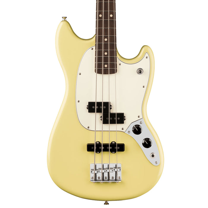 Bajo Eléctrico Fender Player II Mustang PJ Bass con mástil de Palo Rosa - Hialeah Yellow