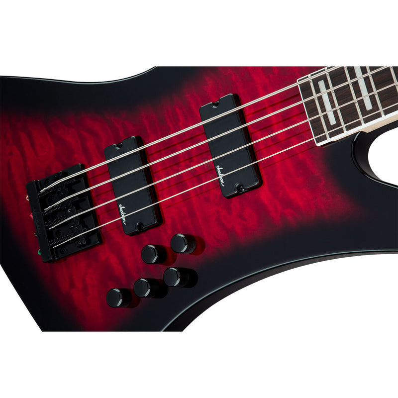 Bajo Eléctrico Jackson JS Series Kelly™ Bird Bass JS3Q con diapasón de Amaranto - Transparent Red Burst