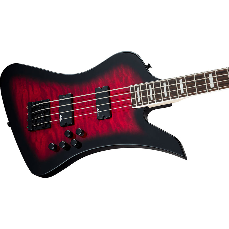 Bajo Eléctrico Jackson JS Series Kelly™ Bird Bass JS3Q con diapasón de Amaranto - Transparent Red Burst