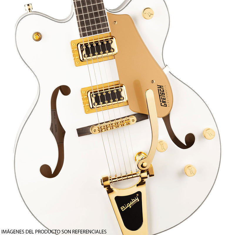Guitarra Eléctrica Gretsch Electromatic G5422TG Classic Hollow Body Double-Cut con puente Bigsby, hardware dorado y diapasón de laurel - Snowcrest White