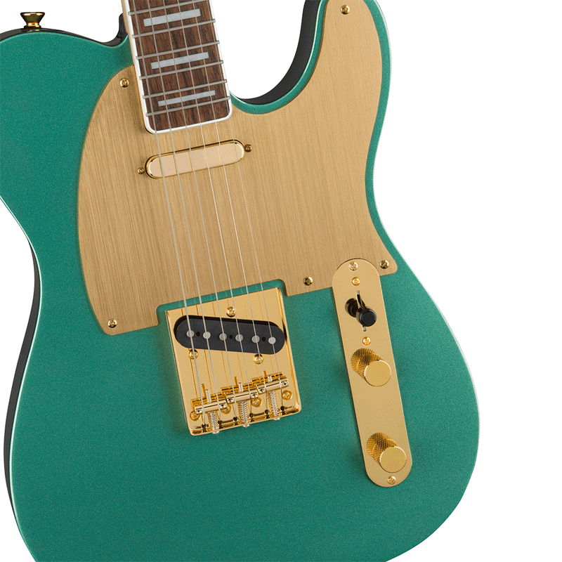 Guitarra Eléctrica Squier 40th Anniversary Telecaster, Gold Edition con mástil de laurel - Sherwood Green Metallic