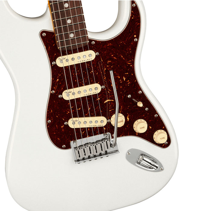 Guitarra Eléctrica Fender American Ultra Stratocaster con mástil de Palo Rosa - Arctic Pearl