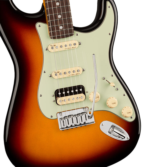 Guitarra Eléctrica Fender American Ultra Stratocaster HSS con mástil palo de Rosa, Ultraburst