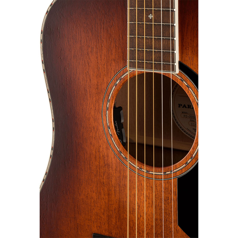 Guitarra Acústica Fender Paramount PO-220E Orchestra con diapasón de Ovangkol - Aged Cognac Burst