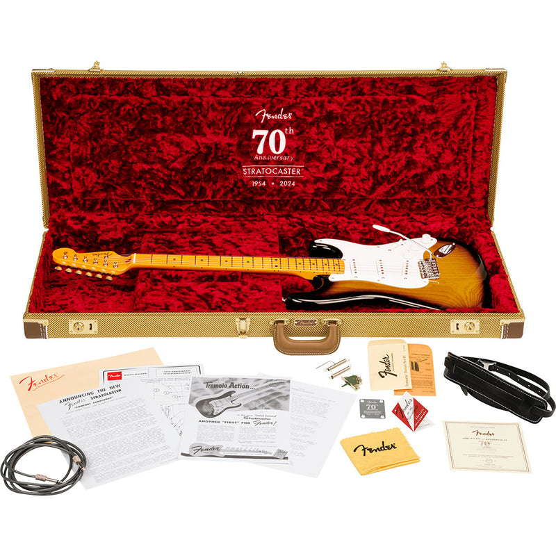 Guitarra Eléctrica Fender 70 th Anniversary American Vintage II 1954 Stratocaster con mástil de Maple - 2 Tone Sunburst