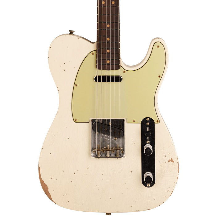 Guitarra Eléctrica Fender Telecaster Custom Shop 1963 Relic con mástil de Palo Rosa - Aged Olympic White