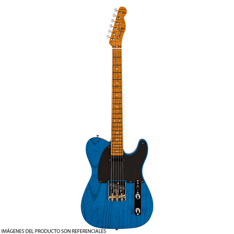 Guitarra Eléctrica Fender Custom Shop Telecaster American Custom® NOS con diapasón de Maple Flameado Tostado 3A de una sola pieza - Sapphire Blue Transparent