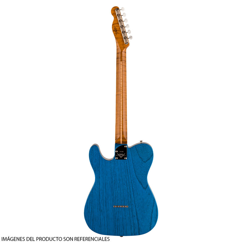 Guitarra Eléctrica Fender Custom Shop Telecaster American Custom® NOS con diapasón de Maple Flameado Tostado 3A de una sola pieza - Sapphire Blue Transparent