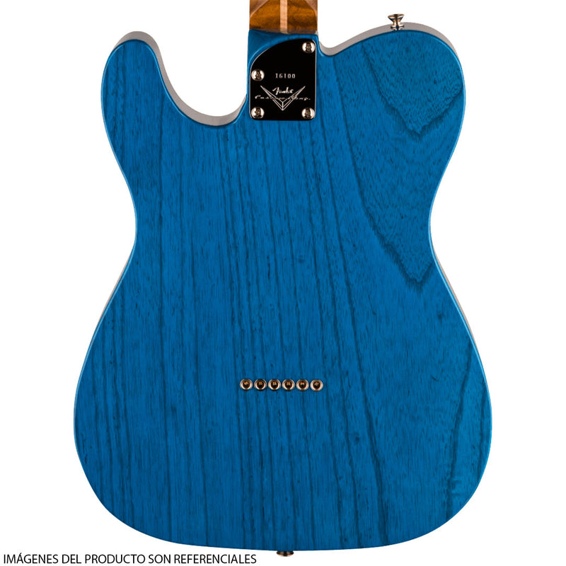 Guitarra Eléctrica Fender Custom Shop Telecaster American Custom® NOS con diapasón de Maple Flameado Tostado 3A de una sola pieza - Sapphire Blue Transparent