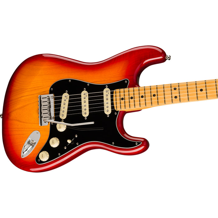 Guitarra Eléctrica Fender American Ultra Luxe Stratocaster con mástil de Maple - Plasma Red Burst