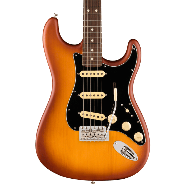 Guitarra Eléctrica Fender American Performer Timber Stratocaster de Edición Limitada con mástil de Palo Rosa - Honey Burst