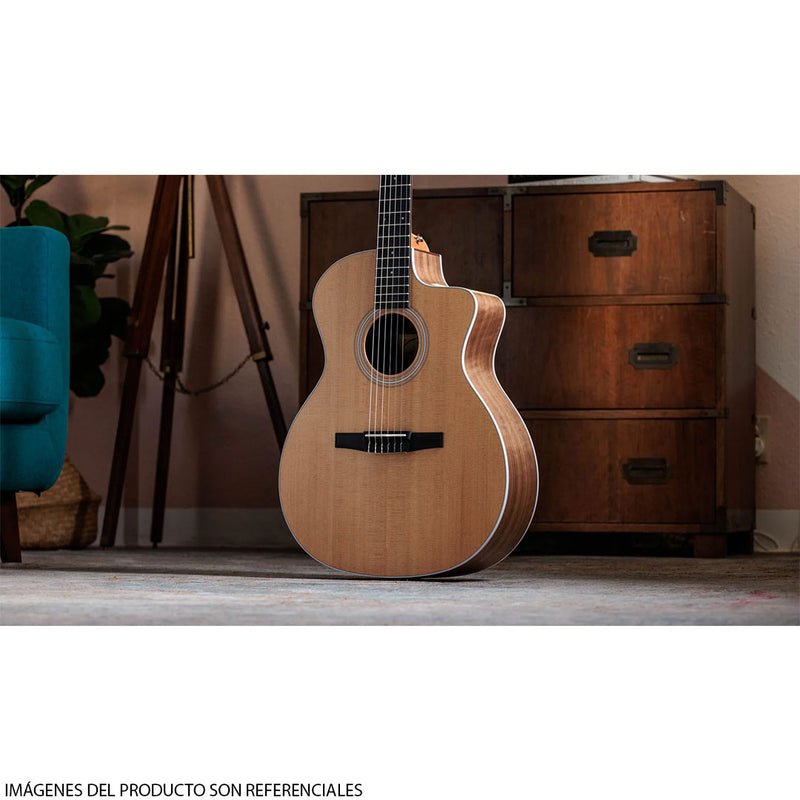 Guitarra Electroacústica de cuerdas de Nylon Taylor 214CE-N Walnut/Spruce con diapasón de Ébano Crelicam de Áfrinca Occidental