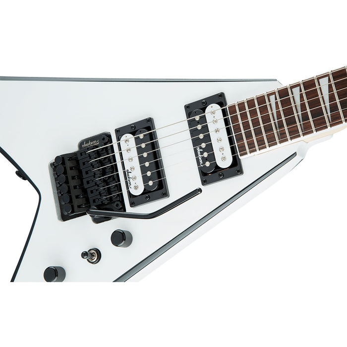 Guitarra Eléctrica Jackson JS Series King V JS32 con mástil de amaranto - White with Black Bevels