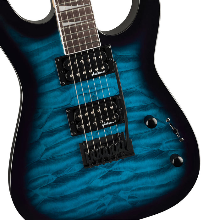 Guitarra Eléctrica Jackson JS Series Dinky JS20 DKW 2PT con mástil de Amaranto - Transparent Blue Burst