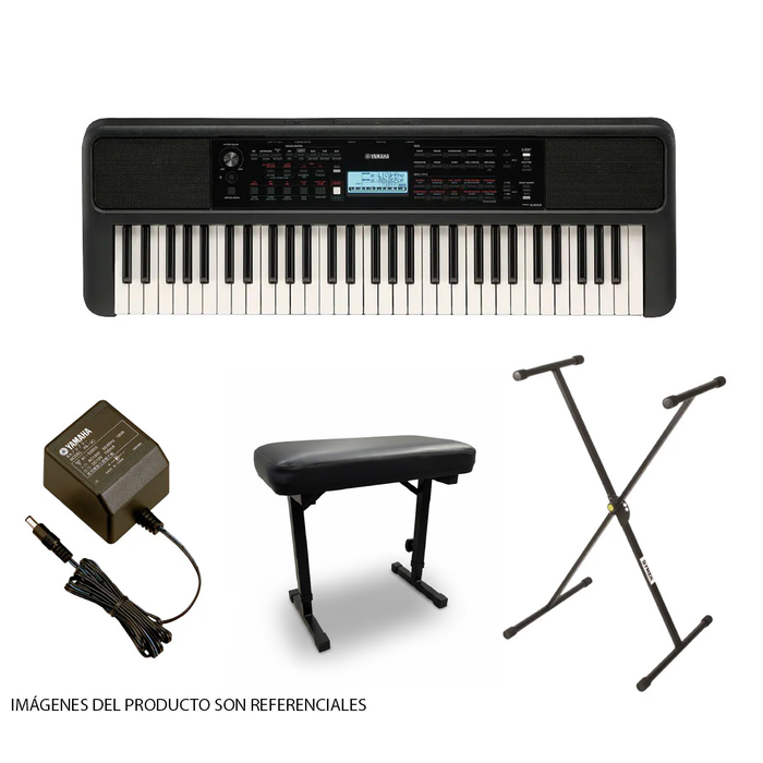 Pack de Teclado Yamaha PSR-E383 (incluye adaptador Yamaha, soporte y banqueta)