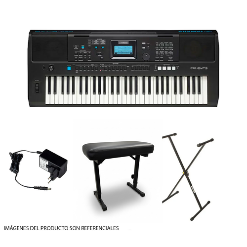 Pack de Teclado Yamaha PSR-E473 (incluye adaptador Yamaha, soporte y banqueta)