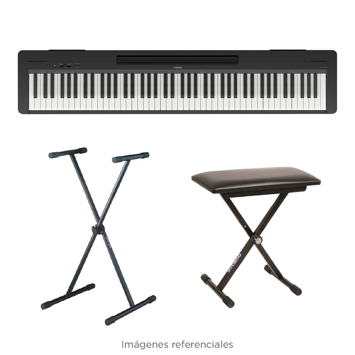 Pack Piano Portátil P-145B (incluye adaptador Yamaha, banqueta y soporte)