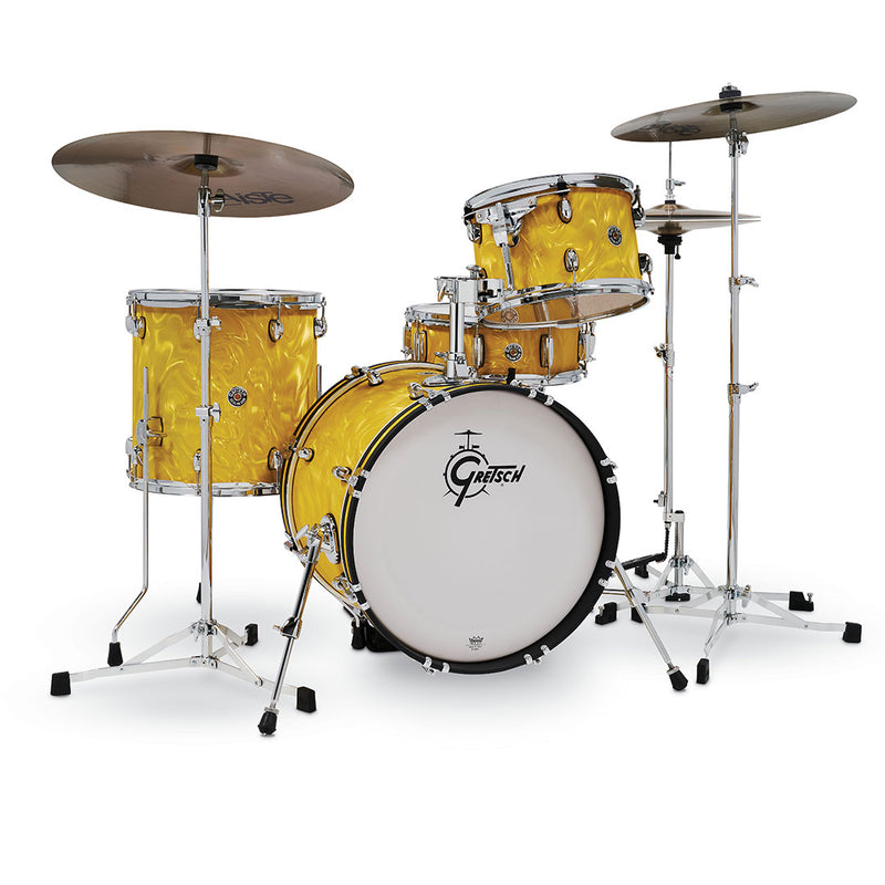 Batería Acústica Gretsch Catalina Club - Yellow Satin Flame, Shell Pack de 4 piezas CCT1-J484-YSF (NO INCLUYE HARDWARE NI PLATILLOS)