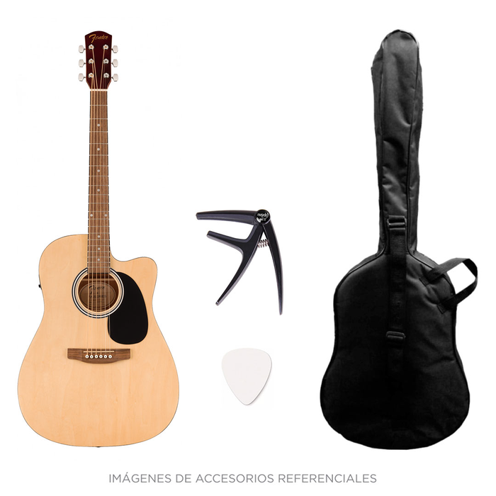 Pack de Guitarra Electroacústica Fender FA-25CE (incluye, uñas y capotraste)