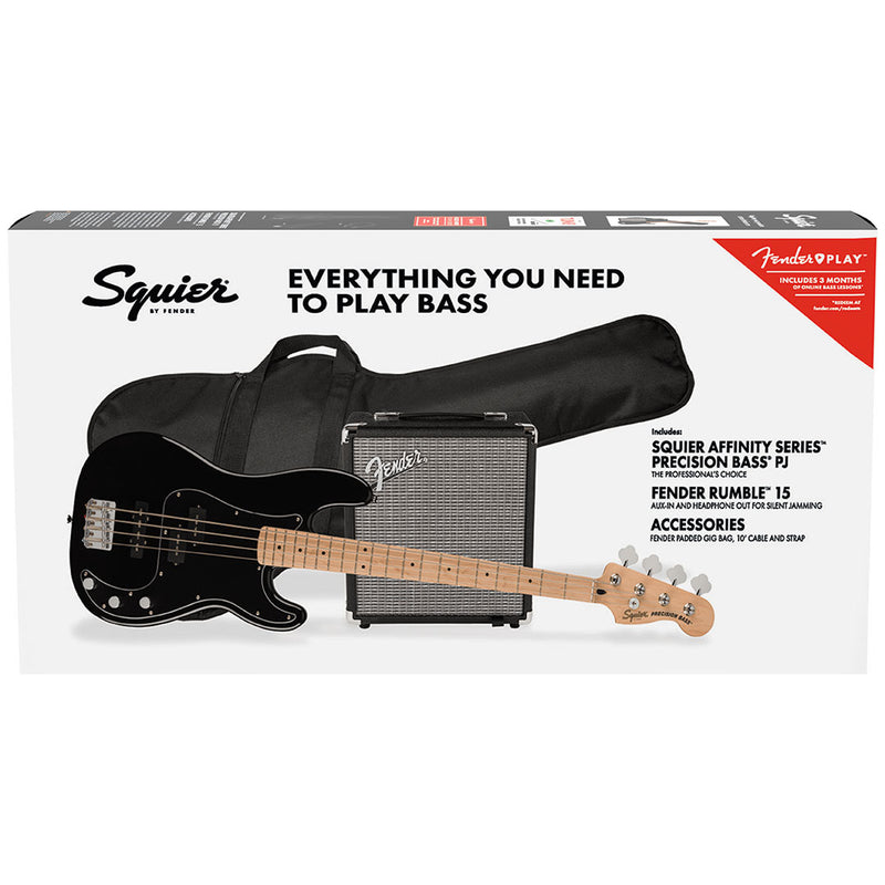 Pack de Bajo Eléctrico Squier Affinity PJ Precision Bass con mástil de Maple - Black