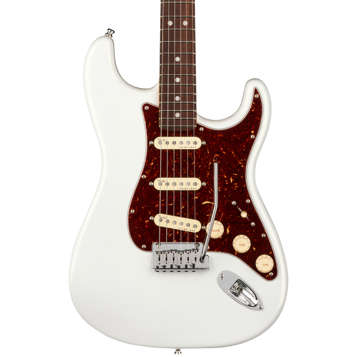 Guitarra Eléctrica Fender American Ultra Stratocaster con mástil de Palo Rosa - Arctic Pearl