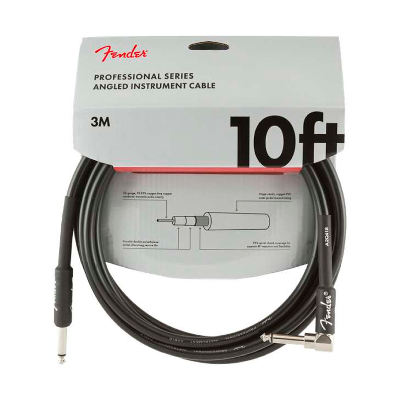 Cable Conexión Fender Pro 10' Angl Inst Cable Black - 3 Mtrs