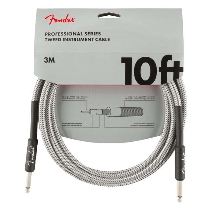 Cable Conexión Fender Pro 10' Inst Cable White Tweed - 3 Mtrs