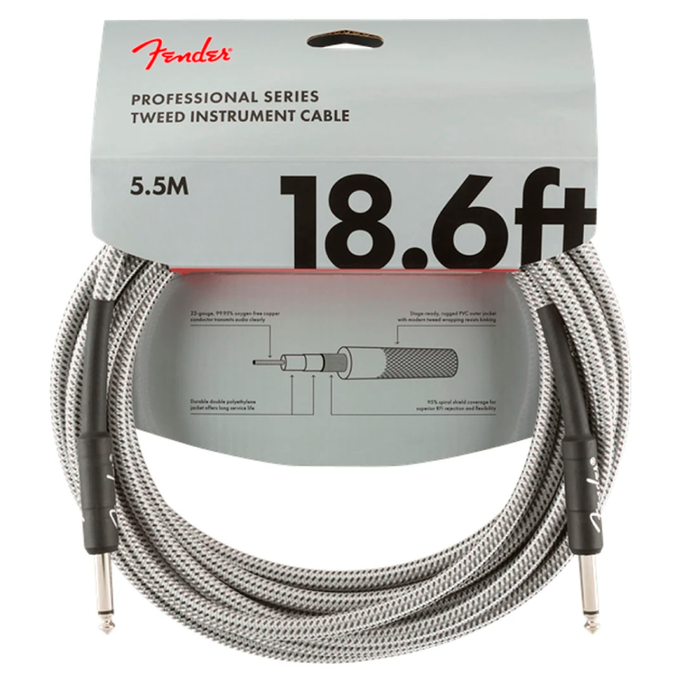 Cable Conexión Fender Pro 18.6' Inst Cable White Tweed - 5.5 Mtrs