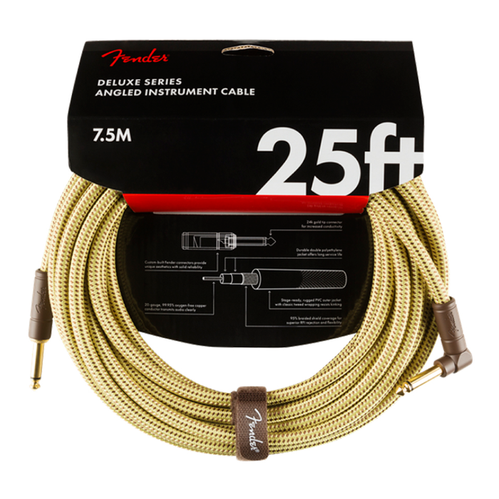Cable Conexión Fender Deluxe 25' Angl Inst Cable Tweed - 7.5 Mtrs