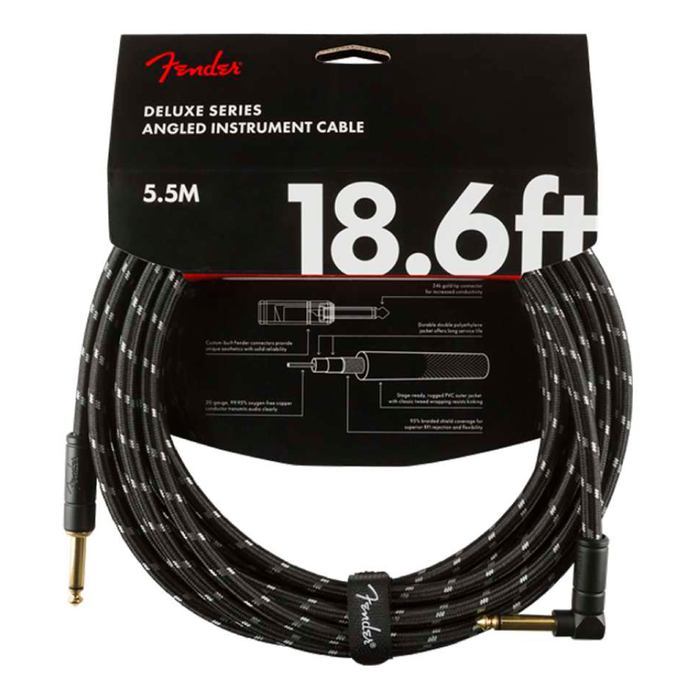 Cable Conexión Fender Deluxe 18.6' Angl Inst Cable Black Tweed - 5.5 Mtrs