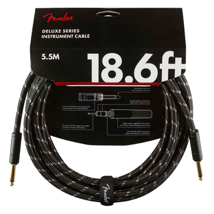 Cable Conexión Fender Deluxe 18.6' Inst Cable Black Tweed - 5.5 Mtrs