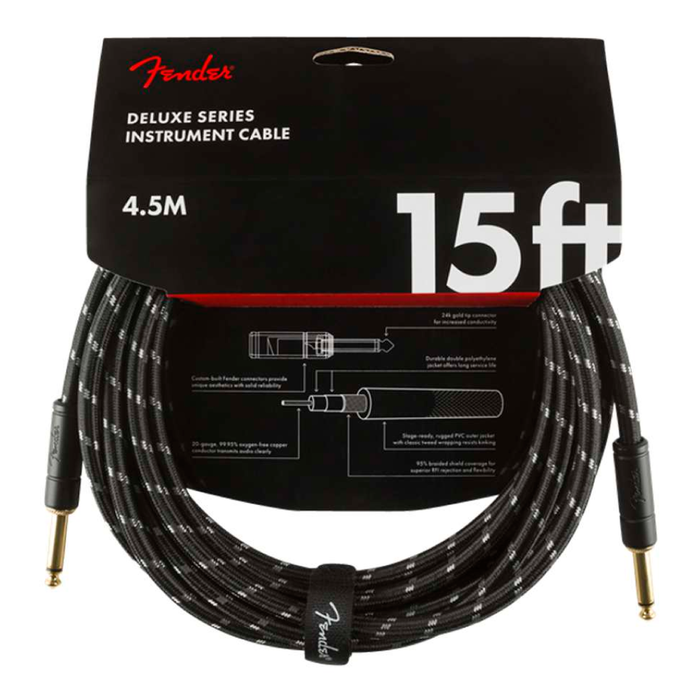 Cable Conexión Fender Deluxe 15' Inst Cable Black Tweed - 4.5 Mtrs