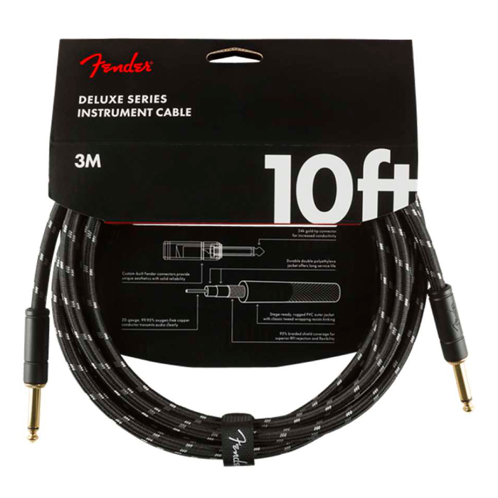 Cable Conexión Fender Deluxe 10' Inst Cable Black Tweed - 3 Mtrs