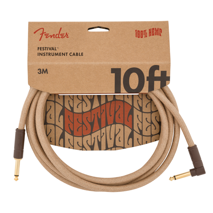 Cable Conexión Fender 10' Ang Cable, Pure Hemp Natural - 3 Mtrs
