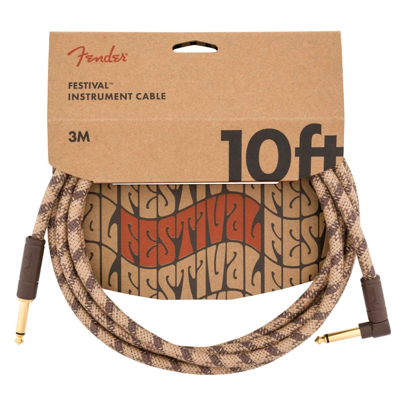 Cable Conexión Fender 10' Ang Cable, Hemp Brown Stripe - 3 Mtrs