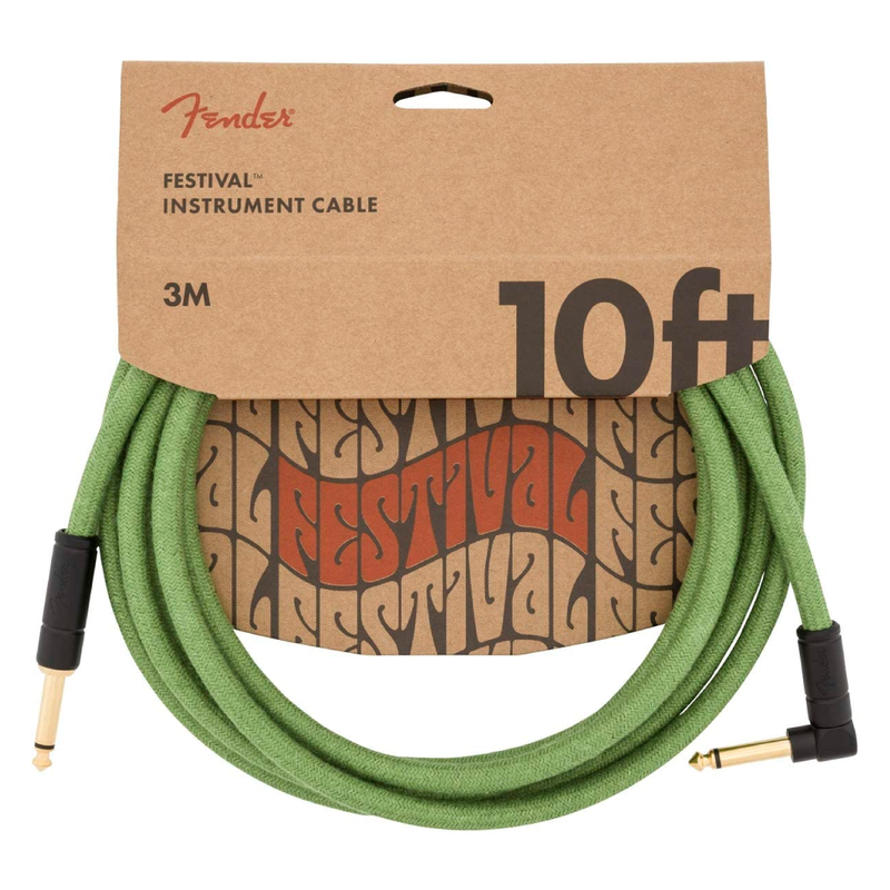 Cable Conexión Fender 10' Ang Cable, Pure Hemp Green - 3 Mtrs