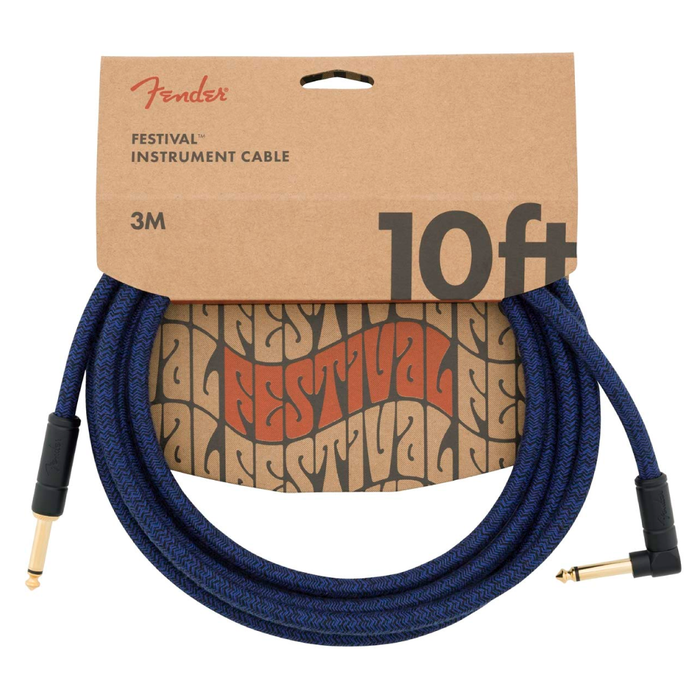 Cable Conexión Fender 10' Ang Cable, Blue Dream - 3 Mtrs