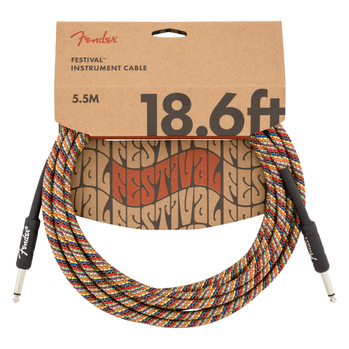 Cable Conexión Fender 18.6' Inst Cable, Rainbow - 5.5 Mtrs