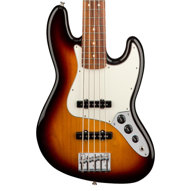 Bajo Eléctrico Fender Player Jazz Bass V de 5 cuerdas con Mastil de Pauferro - 3 Tone Sunburst