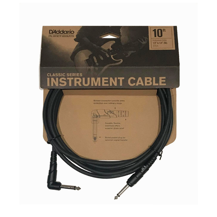 Cable Conexión Planet Waves PW-CGTRA-10 10' Classic Series 1/4" Inst Cable Right Angle- 3 Mtrs