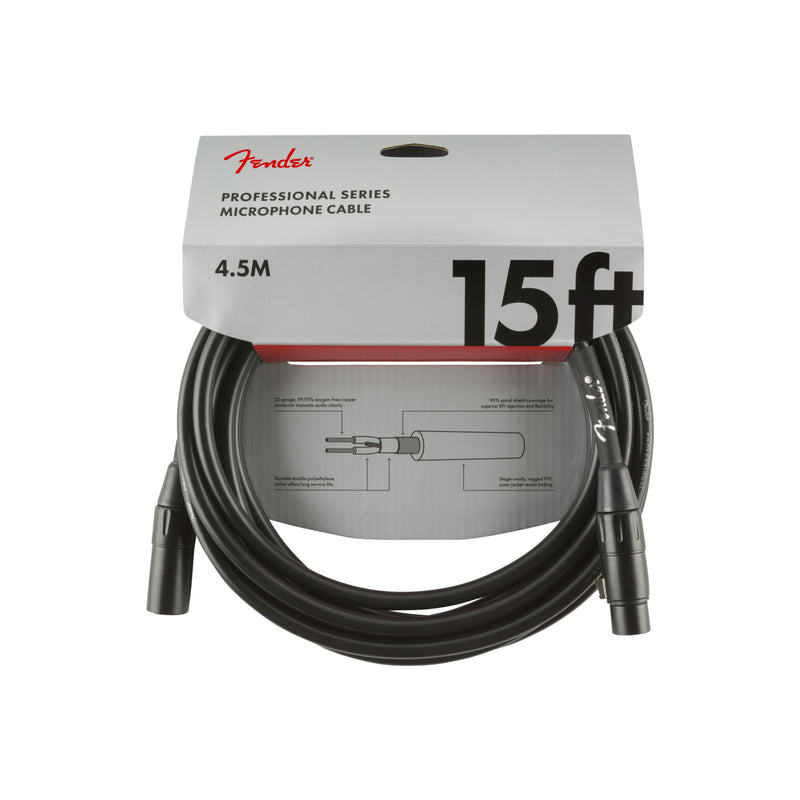 Cable conexión Fender para micrófono Professional Series de 15'' - Black