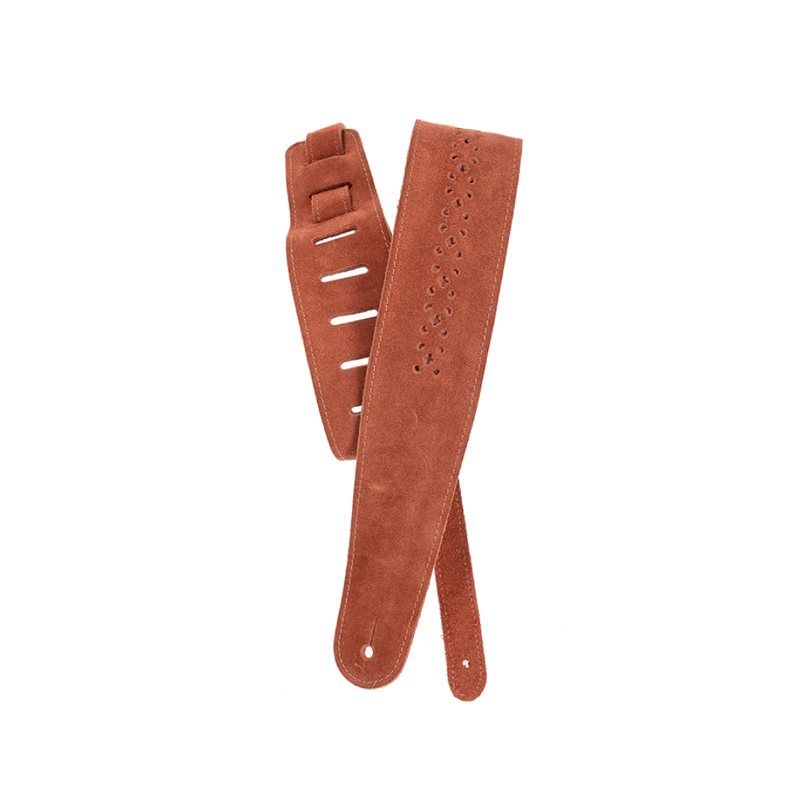 Correa Planet Waves 25PRF04 2.5" Vented Leather Strap - Camel Suede Rosete