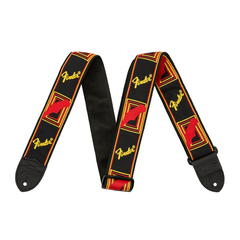 Correa Fender para guitarra 2" Monogrammed Black, Yellow, And Red