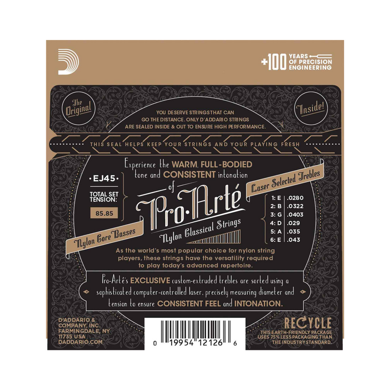 Cuerdas D'Addario para Guitarra de Nylon Pro Arté EJ45 Normal Tension