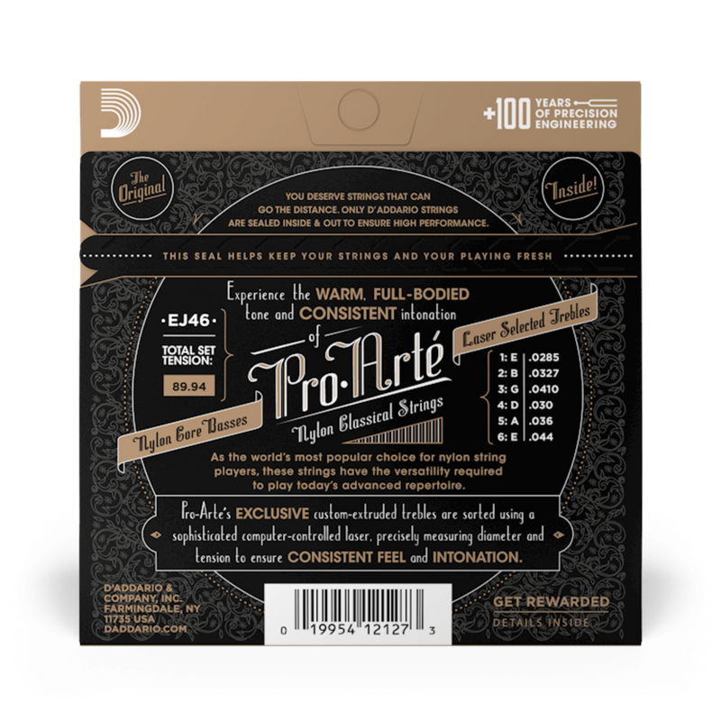 Cuerdas D'Addario para Guitarra Clásica de Nylon Pro Arte EJ46 Hard Tension