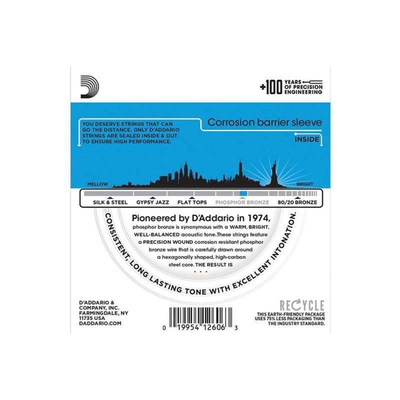 Cuerdas D'Addario para Guitarra Acústica EJ16 Phosphor Bronze Calibre 0.012 - 0.053