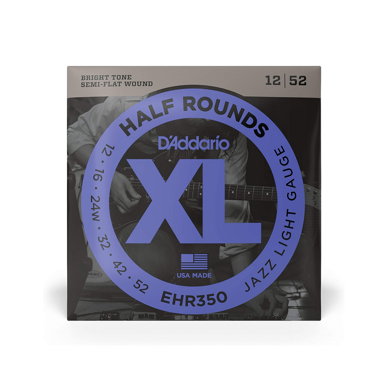 Cuerdas D'Addario para Guitarra Eléctrica Half Rounds EHR350 Jazz Light Gauge Calibre 0.012 - 0.052