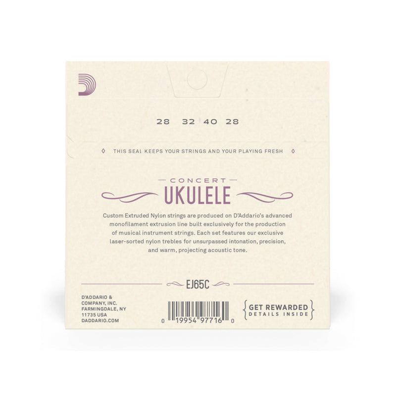 Cuerdas D'Addario para Ukelele Concierto EJ65C