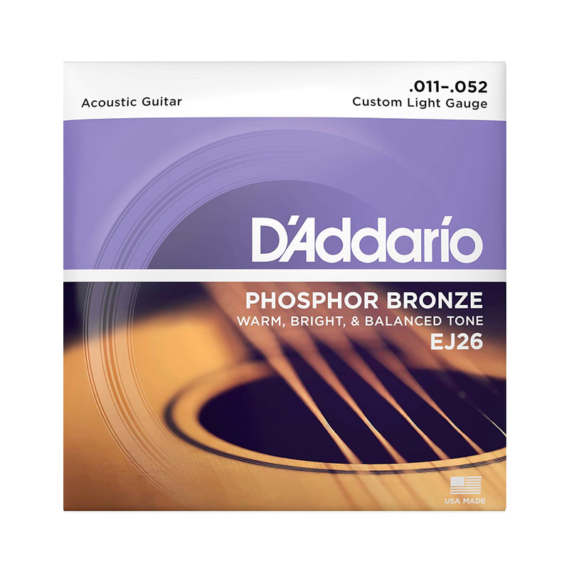 Cuerdas D'Addario para Guitarra Acústica EJ26 Phosphor Bronze Calibre 0.011 - 0.052